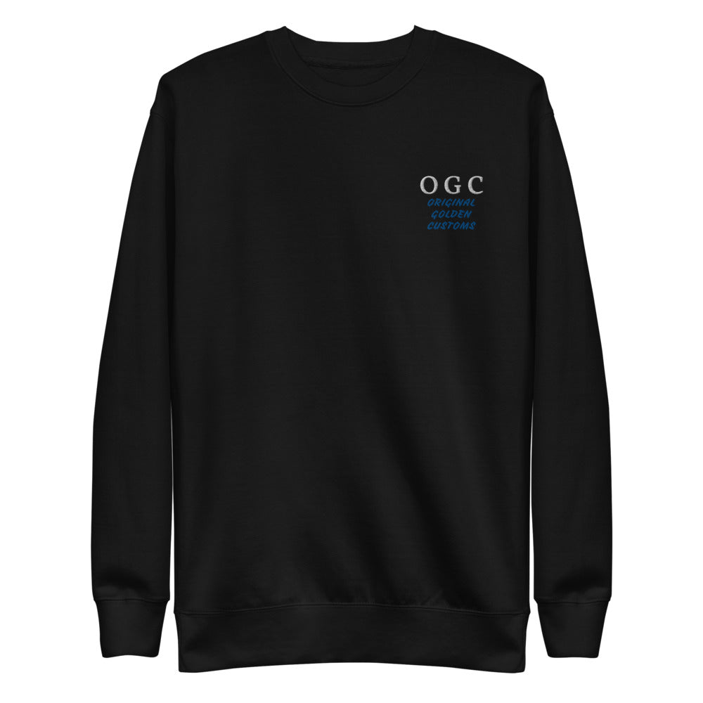 Unisex Crew Neck Pullover (Black/White/Blue)