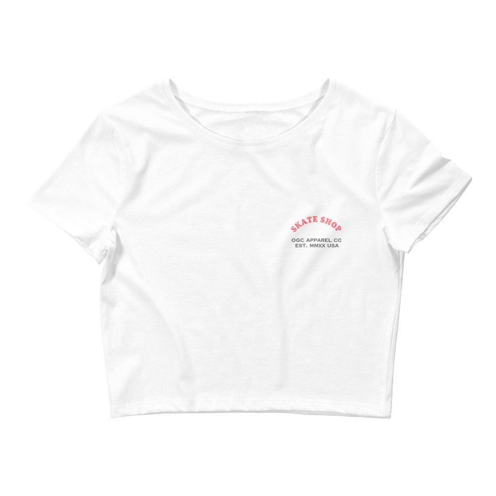 Skate Shop Crop T-Shirt (White/Froly/Smoke Grey)